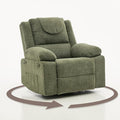 Oversized Massage Rocker Recliner Chair for Adults360° Swivel Rock Recliner Chairs Single Sofa with Vibration Massage and HeatingSide Pocket for Living Room/BedroomGreen