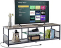 VECELO TV Stand with Power Outlets for Televisions up to 75Inch 62 Media Entertainment Center with Charging Station 3-Tier Open Storage Shelves with Metal Frame for Living Room/BedroomGrey