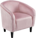 Yaheetech Accent Barrel Chair Boucle Fabric Club Chair Furry Sherpa Elegant Armchair with Cozy Soft Padded Suitable for Living Room Bedroom Reception Room Office Pink