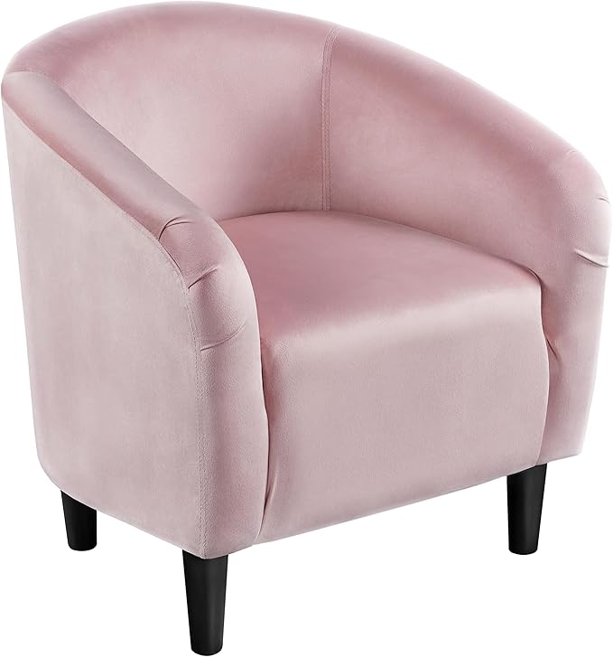 Yaheetech Accent Barrel Chair Boucle Fabric Club Chair Furry Sherpa Elegant Armchair with Cozy Soft Padded Suitable for Living Room Bedroom Reception Room Office Pink