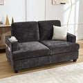 Loveseat Sofa 60 Chenille Couch with Side Pocket Removable Pillow and Cushion Cover 2 seat Couches Comfy Modern Small Couch for Living Room Small Spaces Dorms Office Dark Grey