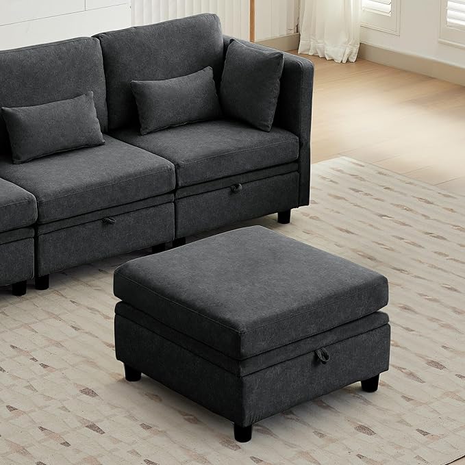 Ottoman Module for Modular Sectional Sofa Storage Ottoman Seat for Modular Sectional Sofa Personalized Combination Ottoman Module Black