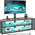 Rolanstar TV Stand with Mount and Power Outlet Swivel TV Stand Mount with LED Lights for 32/45/55/60/65/70 inch TVs Rustic Brown Entertainment Center Media Console with Height Adjustable Mount