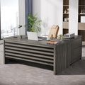Tribesigns 62.2 Executive Desk with Mobile File Cabinet L-Shaped Office Desk with Storage Shelves Large Computer Table Business Workstation Set for Home Office Grey