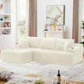 105 Modular Sectional Sofa L-Shaped Couch for Living Room Cloud Sofa with Deep Seat Memory Foam and Oversized Chaise Plush Corduroy Boneless Couches No Assembly Required White