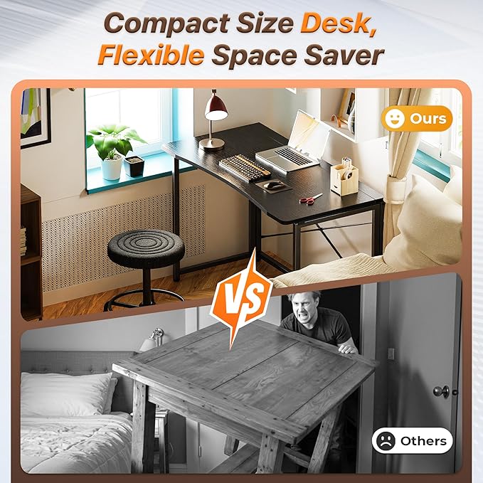 Huuger Folding Desk for Small Spaces 39.3 Inch Foldable Computer Table for Home Office Study Bedroom Dorm Space Saving Small Writing Work Office Computer Desk Easy to Fold Black
