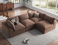 120 Cloud Sectional Couch | Oversize Boneless Couches for Living Room | 4 Seater L-Shape Sofa | Brown