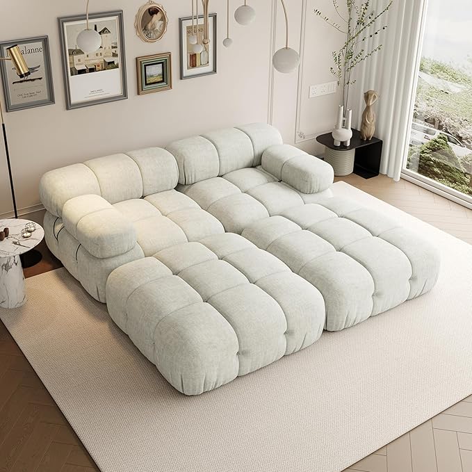 Jocisland 73.2'' Modular Compression Sectional Sofa Couches for Living Room Apartment Oversize U Shaped Cloud Couch with Reversible Chaise Ottoman Comfy Modern 4 Seater Boucle Floor Loveseat Beige