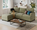 Sectional Couch Sofa with Armrest Organizer85 L Shaped Couch with OttomanVelvet Convertible Couches for Living Room3 Seats Sofas Set for BedroomHome FurnitureGreen