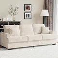 IDEALHOUSE Modern 86 Corduroy Sofa with 2 Throw Pillows Deep Seat Couch with Upholstered Cushion &amp Removable CoverComfy Corduroy Sofa Couch for Small Space Apartment Lounge Beige