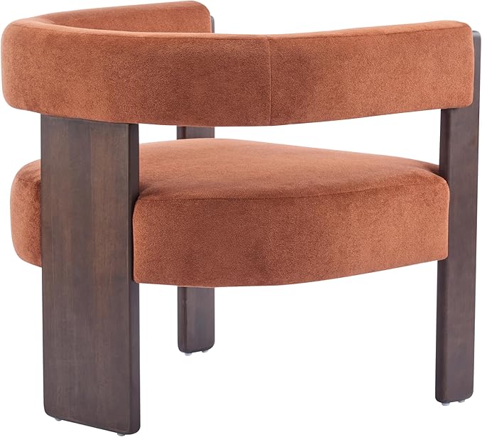 Christopher Knight Home Nettie Modern Accent Chair for Living Room Velvet Fabric Single Lounge Sofa Chair with Wooden Frame Comfy Reading Chair for Bedroom Lounge Armchair with CushionBurnt Orange