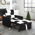 Convertible Sleeper Sofa Chair 3 in 1 Multi-Function Folding Ottoman Couch Sigle Pull-Out Bed with Adjustable Backrest and Pillow for Living Room Apartment Office Black&ampWhite