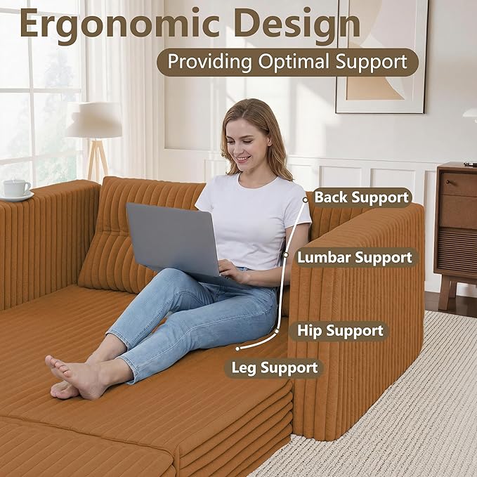 HABUTWAY Folding Sofa Bed 2 in 1 Convertible Sleeper Chair with Pillow Portable Fold Out Chair Bed with Armrest Comfy Floor Couch Lazy Sofa for Living Room Bedroom Dorm Home Office Orange