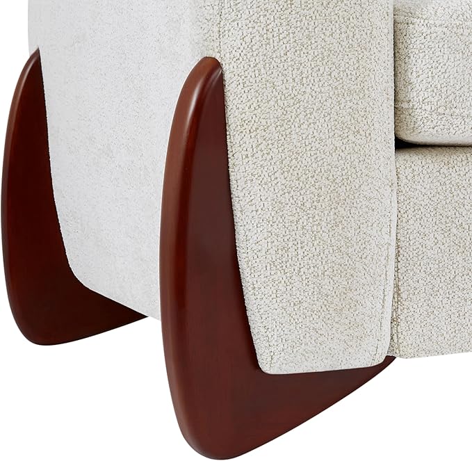 Christopher Knight Home Taki 89 Inches Sofa Couch Cozy Chenille Upholstered 3-Seater Sofa Wood Frame Couches Comfy Home Sofa Living Room and Office Lounge Seating with Armrests Beige
