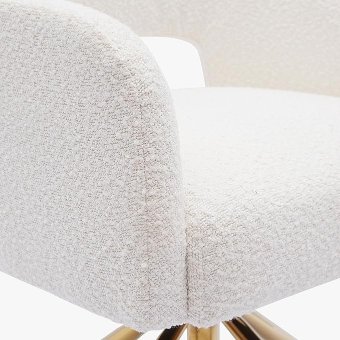 WestinTrends Genevieve Mid-Century Modern Wide Boucle Swivel Accent Arm Chair Cream