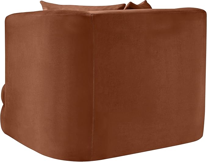 Meridian Furniture 699Cognac-C Alder Collection Modern | Contemporary Chair with Ultra Luxe Cognac Velvet 460 GSM Velvet Solid Wood Frame 38 W x 36 D x 30 H Cognac