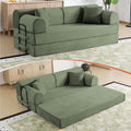 78.8 Boneless Memory Foam Couch Corduroy Convertible Floor Sofa Bed Fold-Out Sleeper Futon Loveseat Wide Armrests &amp Supportive Back 1200 lb Couch in a Box 2 Pillows Light Green