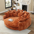 81 Round Sofa Bed Big Bean Bag Round Chaise Lounge Oversized Round Couch Boneless Reading Chair Plush Fluffy Chenille Large Chaise Chair for Living Room Bedroom Apartment Orange