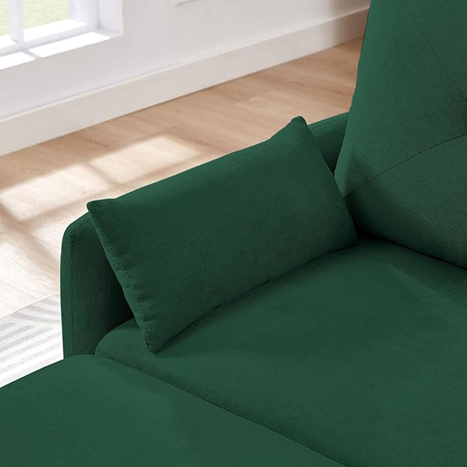 Small Sectional Sofa Convertible Sectional Sofa with Reversible Chaise Modern 3 Seat L-Shaped Sofa Couches for Living Room Apartment Office Green