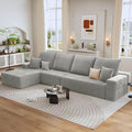 135 Modular Sectional Sofa Modern Corduroy L Shaped Cloud Couch with Chaise Lounge Boneless Upholstered Couches with Deep Seat for Living Room No Assembly Required (Grey Left Facing Chaise)