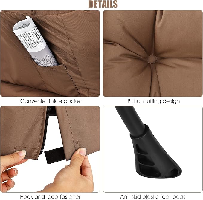 DORTALA Modern Lazy Chair Single Sofa Chair w/Side Pocket and Armrests Soft Upholstered Modern Leisure Chairs Suitable for Living Room Bedroom Brown