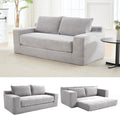 2 in 1 Convertible Sleeper Sofa Bed 72 Corduroy Loveseat Sofa w/ 2 Pillows Oversized Chaise Lounge Chair Indoor Pull Out Couch Bed for Small Spaces/Living Room/Bedroom No Assembly (Light Gray)