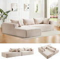 107 Cloud Couch Modular Sectional L Shaped Couch with Chaise Deep Seat Sofa Fluffy Corduroy Couches Boneless Couch for Living Room White Left Facing Chaise