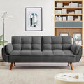 Convertible Futon Sofa Bed Modern Futon Couch with 2 Pillows Small Futons Couch with Adjustable Armrest &amp Backrest Loveseat Sofa Bed for Living Room Bedroom Deep Gray