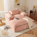 Chaise Lounge Chair Indoor Oversized Sleeping Couch 67L *53W Assembly Free Modern Minimalist Sofa With Comfy Curved Armrest Extra Deep Large Single Sofa for Living Room(Pink Plush Fabric)
