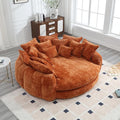 81 Oversized Round Sofa Bed Large Chenille Bean Bag Chair No Assembly Required Cloud Couch Fluffy Plush Chaise Lounge Chair Indoor Modern Sleeper Sofa with Deep Seat for Living Room (Orange)