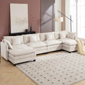 Cloud Modular Sectional Sofa U-Shaped Deep Seat Oversized Couch for Large Living Room Pet-Friendly Chenille Fabric Sofa Set with Ottoman for Family Movie Nights
