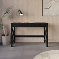 HOME DESIGN Beatrice Solid Wood Writing Desk 47.2 Inches Modern Home Office Desk with Spacious Tabletop &amp Built-in Storage Drawers Durable Design Easy Assembly Black