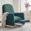 Modern Rocking Chair Nursery Comfy Glider Nursery Chair with Foot Rest Upholstered Rocker with Pocket Accent Reading Armchair with Solid Wood Base for Living Room Bedroom Lounge Room (Green)