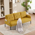 KEIKI 67 Corduroy Loveseat Sofa with Double Side Pockets &amp High Resilience Cushion Modern Style Upholstery Oversized 2-Seater Couch with Metal Legs Easy Assembly for Living Room Yellow