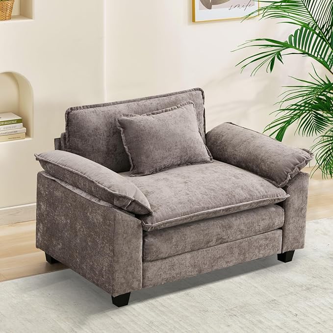 53 Comfy Cloud Sofa Couch with Throw Pillows Upholstered Deep Seat Cozy Sofa Chair Modern Single Seat Modular Sectional Sofa for Living Room
