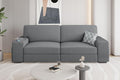 Yaheetech 83.5 W Modern Sofa Couch Corduroy Fabric Sofa with Detachable Cover USB Charging Ports &amp Side Storage Pockets for Living Room Apartment Dark Gray