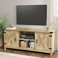 YESHOMY Modern Farmhouse TV Stand with Two Barn Doors and Storage Cabinets for Televisions up to 65+ Inch Entertainment Center Console Table Media Furniture for Living Room 58 Inch White Oak
