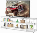 Aquzee White TV Stand for up to 85inch Entertainment Center for 70 75 80 85 TV 75.2 Wide Wood Television Console Table for Living Room Bedroom Gaming Room
