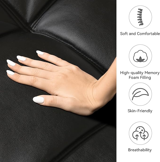 71 Convertible Futon Sofa BedFaux Leather Futon Couch BedMemory Foam Sleeper SofaModern Folding Small Loveseat for Living RoomOfficeApartmentMatte Black