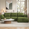 104 Modular Sectional Sofa with Deep Seat Comfortable Upholstery L Shaped Cloud Couch for Living Room 3-Seater Boneless Sofa with Movable Ottoman Removable Cover No Assembly Required Algae Green