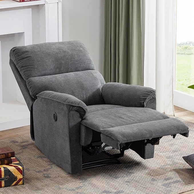 EBELLO Power Recliner Chair Electric Recliner Breathable Fabric Single Overstuffed Recliner Sofa Chair with USB Charge Port for Elderly Living Room Bedroom Gray Power Gray