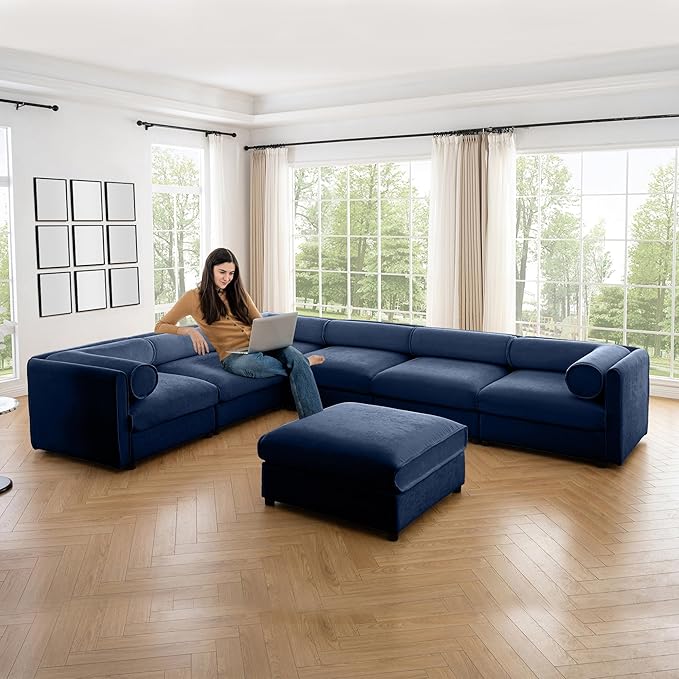 Movable Storage Ottoman for Modular Sectional Sofa Modern Oversized Upholstered Couch for Living Room Bedroom Office Apartment White
