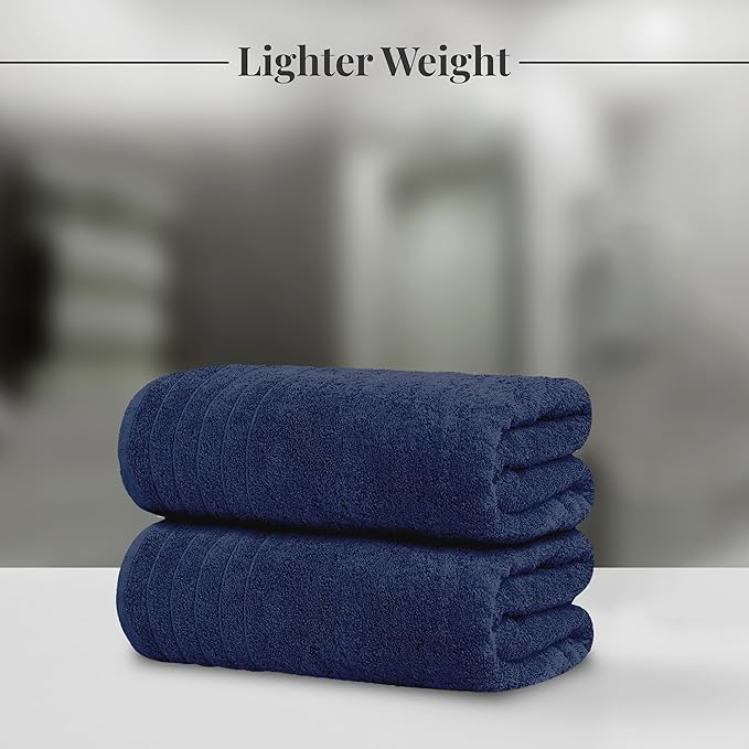 Tens Towels Pack of 2 Extra Large Bath Sheets 35 x 70 Inches 100% Cotton Larger &amp Lighter Weight Quicker to Dry Super Soft &amp Absorbent Oversized Bath Towels Navy