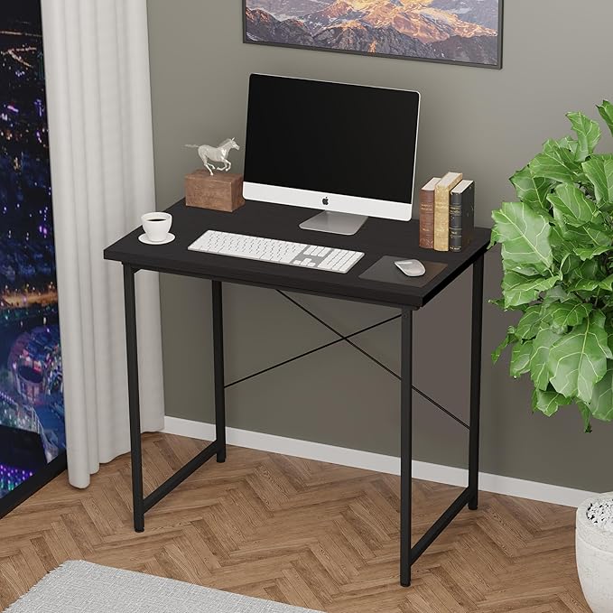 YSSOA Computer Desk Home Office Work Study Writing Modern Simple Table with Headphone Hooks