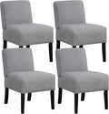 Giantex Armless Accent Chair Set of 4 Upholstered Living Room Chair with Rubber Wood Legs Modern Slipper Side Chair Reading Chair for Living Room Bedroom Waiting Room Office Small Spaces Grey