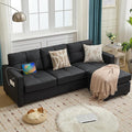 TYBOATLE Black Couch Sectional Couches w/Side Pockets for Living Room Comfy Faux Leather Modular Convertible L Shaped Sofas with USB &amp Ottoman Leather Sectional for RV Apartment Office