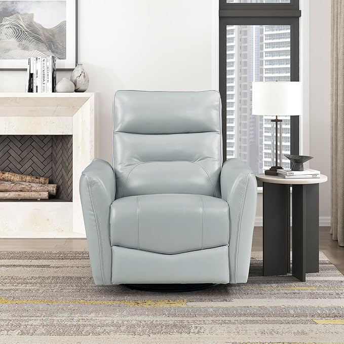 Lexicon Swivel Glider Reclining Chair Top Grain Leather Match Manual Recliner Comfy Nursery Glider Recliner Swivel Reclining Chair for Living Room/Office/Bedroom/Apartment Aqua