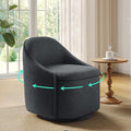 LINSY Swivel Accent Chair with Storage Comfy Chenille Barrel Chairs Small 360 Swivel Modern Armchair for Living Room Bedroom Boucle Reading Chair for Study Room (Grey)
