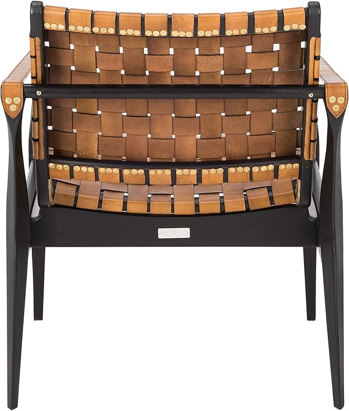 Safavieh Couture Dilan Brown and Black Woven Leather Safari Chair
