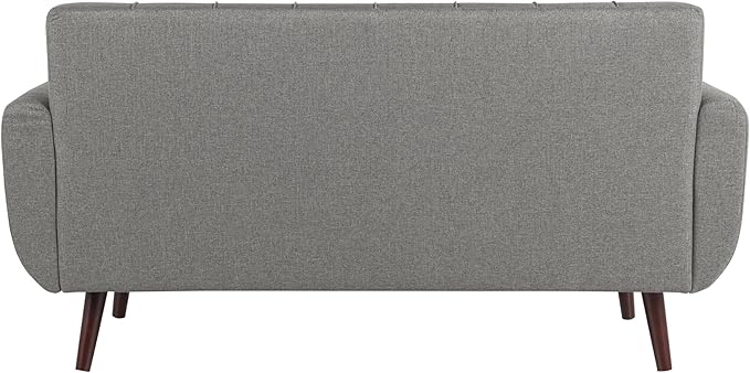 Serta® David 61.2 Modern Sofa Tufted Back Cushion Rounded Arms Solid Wood Legs Dream Coil® Comfort Woven Polyester Fabric Gray